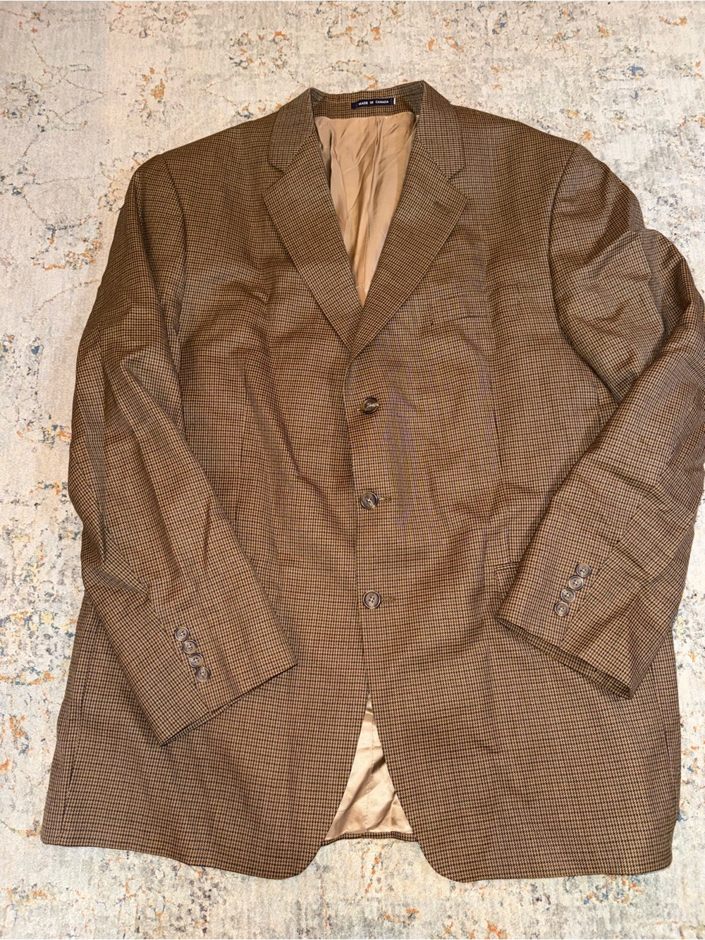Ralph Lauren Brown Micro-Houndstooth Sport Coat 48L A128